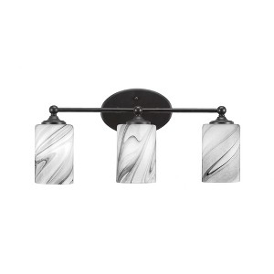 Toltec Lighting Capri 3 - Light Vanity in  Matte Black with 4" Onyx Swirl Shade - 1 of 1