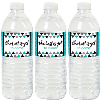 Big Dot of Happiness Teal Graduation Party Water Bottle Sticker Labels - Set of 20