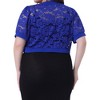 Agnes Orinda Women's Plus Size Short Sleeve Sheer Floral Lace Open Front Cropped Cardigans - 4 of 4