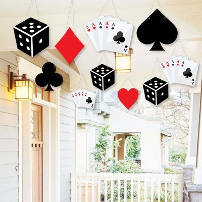 Big Dot of Happiness Hanging Las Vegas - Outdoor Casino Party Hanging Porch and Tree Yard Decorations - 10 Pieces