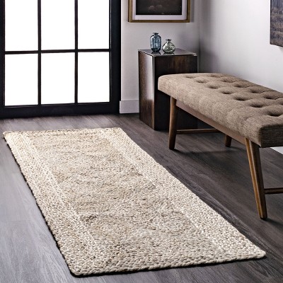 Natural Jute Trellis Flat Woven Handmade Runner Rug 2' x 8'
