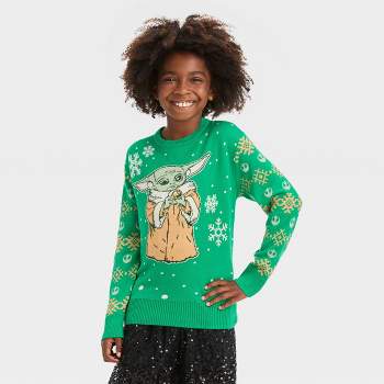 Girls' Star Wars Grogu Holiday Sweater - Green