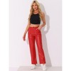 INSPIRE CHIC Women's High Waist Straight Leg Side Pockets Casual Punk Faux Leather Pants - 4 of 4