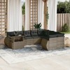 vidaXL 10 Piece Patio Sofa Set with Cushions Gray Poly Rattan - 2 of 4