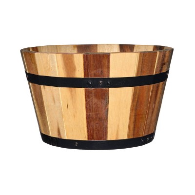 Set of 2 Acacia Whiskey Barrel Planter - Classic Home and Garden