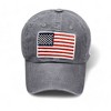 Alilang Denim Baseball Cap with USA Embroidery and American Flag Patch- One Size Fits Most, Gray - 2 of 4