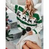 Womens Casual Christmas Pullover Sweaters Reindeer Jacquard Crew Neck Knitted Tops Loose Fit - 4 of 4