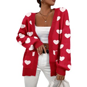 Women's Christmas Cardigan, Long-Sleeve Open-Front Holiday Sweater, Festive Casual Layering Top for Winter - 1 of 4