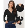 Allegra K Women's Long Sleeve Elegant V Neck Cross Front Blouse - 2 of 4