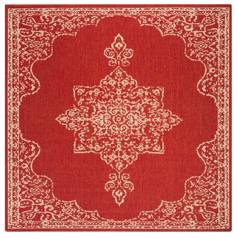 Beach House Bhs180 Power Loomed Indoor And Outdoor Area Rug - Red/creme