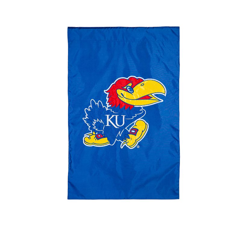 Evergreen NCAA University of Kansas Applique House Flag 28 x 44 Inches Outdoor Decor for Homes and Gardens, 2 of 3