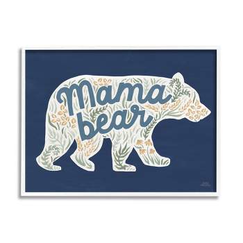 Stupell Industries Blue Mama Bear Botanicals Framed Giclee Art