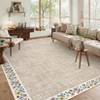 Washable Modern Floral Living Room Rugs, Soft Non Slip Bordered Bedroom Carpet, Ultra Thin Foldable Accent Mat for Dining Room - 2 of 4