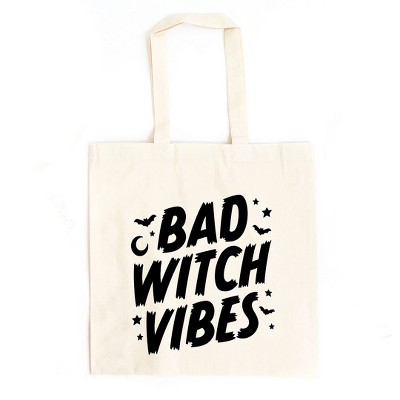 City Creek Prints Bad Witch Vibes Moon Canvas Tote Bag - 15x16 - Natural