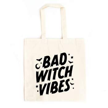 City Creek Prints Bad Witch Vibes Moon Canvas Tote Bag - 15x16 - Natural