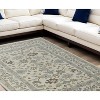 Ivory Gray and Brown Wool Floral Hand Knotted Area Rug With Fringe - 2 of 4