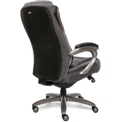 ErgoExecutive High-Back Black Leather & Wood Swivel Office Chair