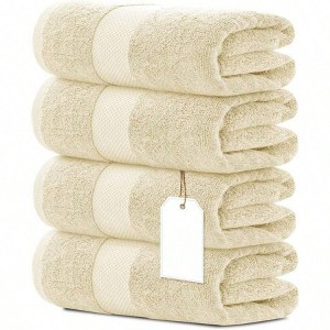 Luxury Bath Towels Set of 4 - 700 GSM, Ultra Soft, 27x54, Beige, Highly Absorbent, Quick Dry, Hotel Quality - 1 of 4