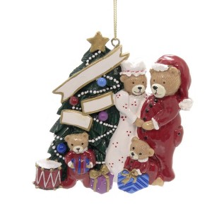 Personalized Ornaments 3.5 Inch Teddy Bear Family Personalized Free Two Children Tree Ornaments - 1 of 2