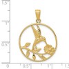 Black Bow Jewelry 14k Yellow Gold 24mm Round Hummingbird and Flower Pendant - 3 of 4