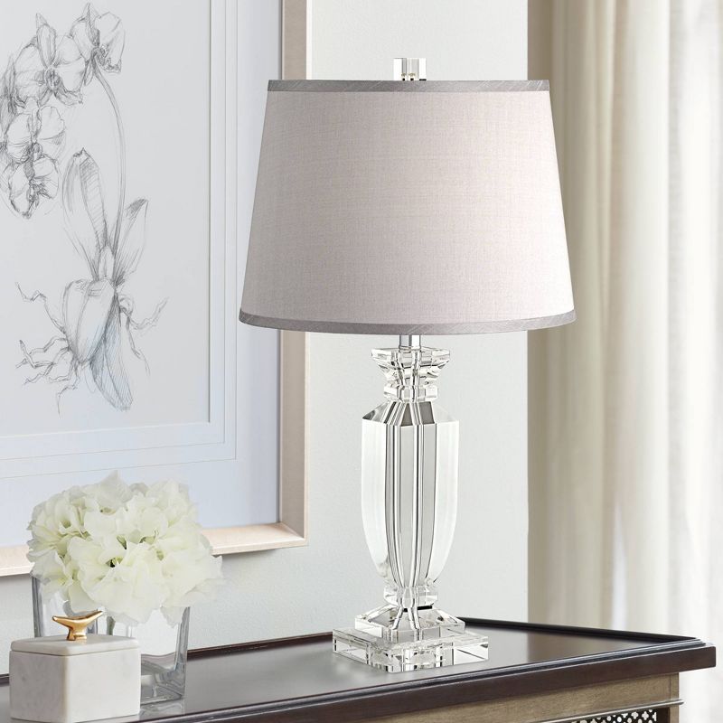 Vienna Full Spectrum Traditional Table Lamp 25" High Crystal Body Gray Tapered Drum Shade for Living Room Bedroom Bedside Nightstand Family, 2 of 10