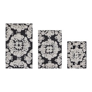 Medallion Collection 3 Piece 100% Cotton Tufted Bathroom Rug Set  with Non-Slip Backing, Machine Washable, Tumble Dry Bath Mat - 1 of 4