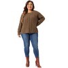 Agnes Orinda Women's Plus Size Cable Knitted Long Sleeve Crew Neck Pullover Winter Warm Sweaters - 3 of 4