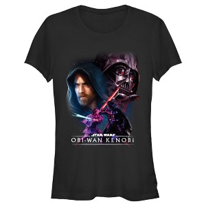 Juniors Womens Star Wars: Obi-Wan Kenobi Vader and Kenobi Face Off T-Shirt - 1 of 4