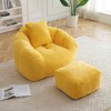 Oversized Bean Bag Chair with Footstool, Big Comfy Floor Sofa for Adults & Kids, Stuffed Lounge Seat for Bedroom or Living Room-The Pop Home - 2 of 4