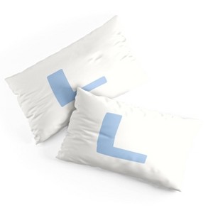 Deny Designs King April Lane Art Block Blue Monogram L Microfiber Printed Pillow Sham - 1 of 3