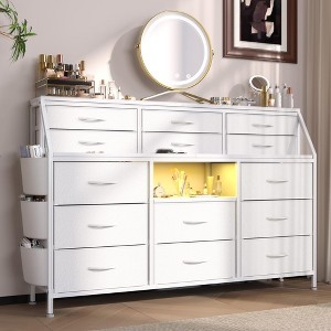 Dresser with Power Outlets and LED Lights, 55" W Dresser for Bedroom with 14 Drawers Dresser - 1 of 4