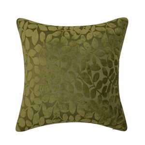 Kate Aurora Red Hook Cut Leaf Embossed Chenille Ultra Plush & Fluffy 18"x 18" Filled Accent Throw Pillow With Removable Zipper Shell/Cover - 1 of 4