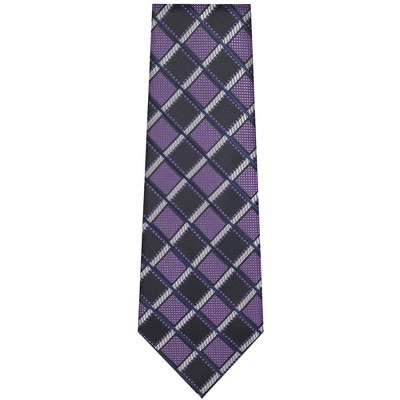 Thedappertie Men's Black, Purple, Gray And Navy Blue Checks Necktie ...