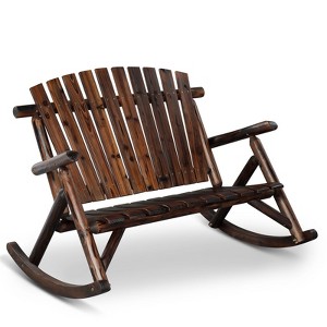Karl Home | 47 in. Solid Wood High Back Outdoor Rocking Bench - 1 of 4