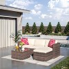 Acekool 5-Piece Outdoor Patio Furniture Set – All-Weather Wicker Sectional Sofa with Glass Coffee Table and Soft Removable Cushions - 2 of 4