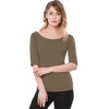 INSPIRE CHIC Women's Half Sleeves Scoop Neck Fitted Layering Soft T-Shirt - 3 of 4