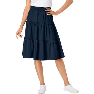 Woman Within Plus Size Elastic-Waist Knit Tiered Skirt - 1 of 4