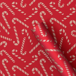 30" 20 sq ft Christmas Roll Wrap Scattered Candy Canes - Wondershop™ - 1 of 3