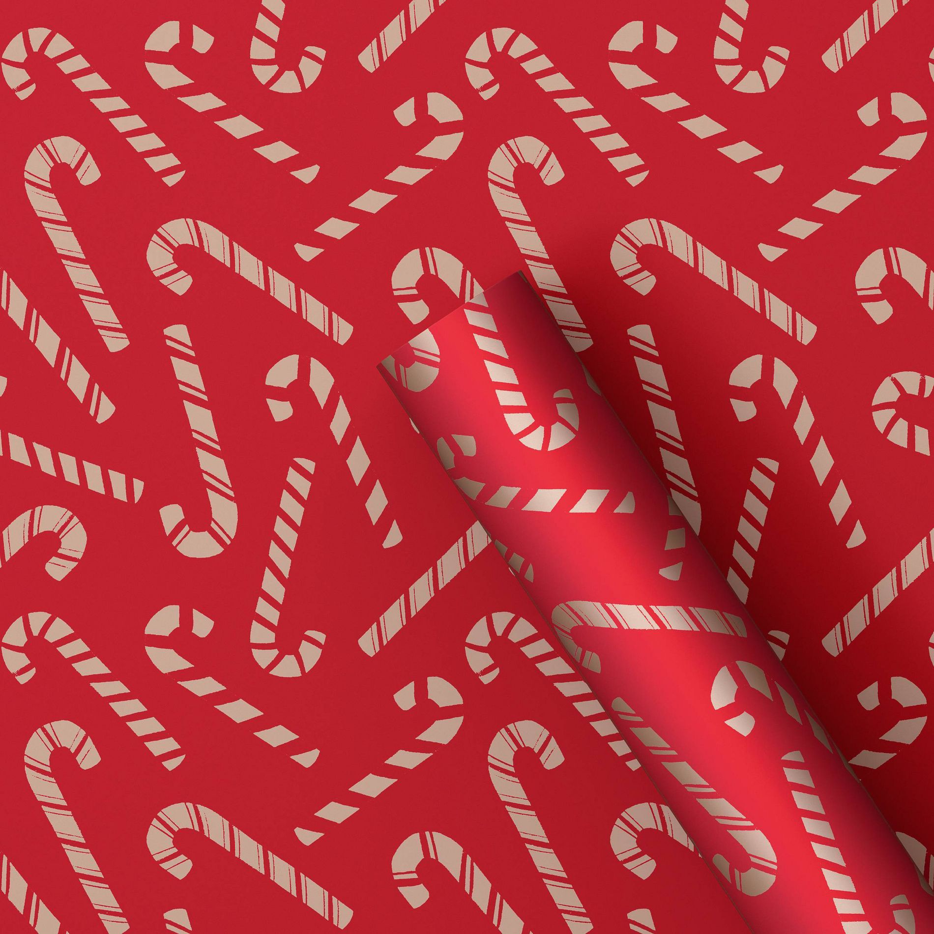 30" 20 sq ft Christmas Roll Wrap Scattered Candy Canes - Wondershop™