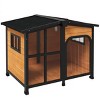 42'' Wooden Outdoor Dog House with Openable Roof Asphalt Top and Clear Window View,Cabin Style,Pet Shelter for Big Dogs - LAOTIES - 4 of 4