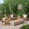 Christopher Knight Home Augusta Outdoor Acacia Wood and Wicker 4 Seater Chat Set with Fire Pit - 2 of 4