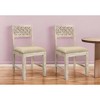 HomeRoots Set of Two Brown And White Upholstered Fabric Carved Back Dining Side Chairs - 2 of 4
