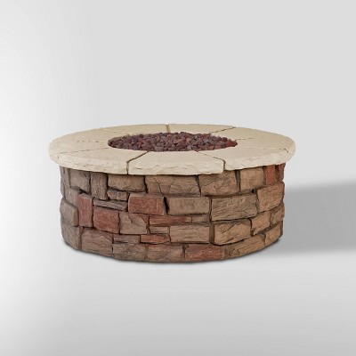 Sedona Round Gas Fire Table with Natural Gas Kit Beige - Real Flame