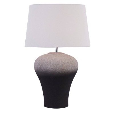 15" x 23.75" Ombre Textured Ceramic Table Lamp with Shade White - Olivia & May