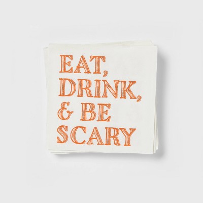 20ct Paper Eat, Drink and Be Scary Disposable Beverage Napkins - Threshold™