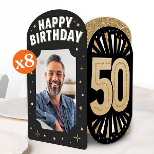 Big Dot of Happiness 50th Birthday Photo Holder Centerpieces, 4x6 Picture Display Box, Black & Gold Table Decoration for Adult Birthday Decor, 8 Count - 1 of 4