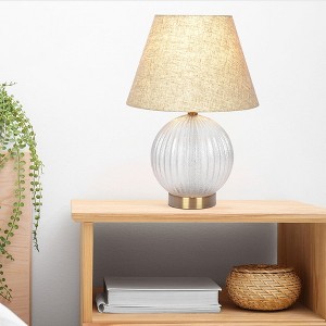 KTMBDW Rotary Switch Bedside Lamp for Bedroom, Farmhouse Table Lamps for Nightstand with Fabric Shade, Desk Lamp for Home Office - 1 of 4