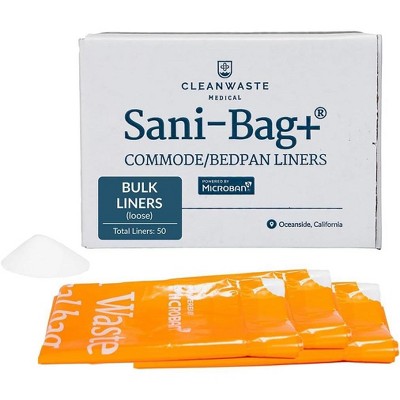 Cleanwaste Medical Sani-Bag+ Commode Liners with Microban and Absorbent Instant Gelling Powder, Neutralize Odors, Leak Resistant