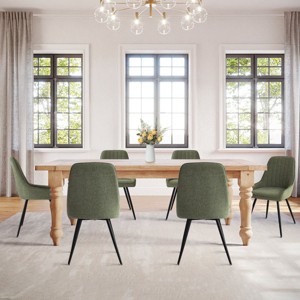Set of 6 Modern Upholstered Dining Chairs, Armless Kitchen & Dining Room Chairs with Metal Legs and Comfortable Padded Seat-Maison Boucle - 1 of 4