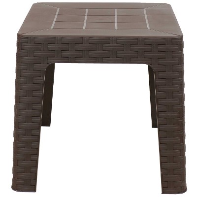 Sunnydaze 18" Brown Polypropylene Square Patio Side Table Set